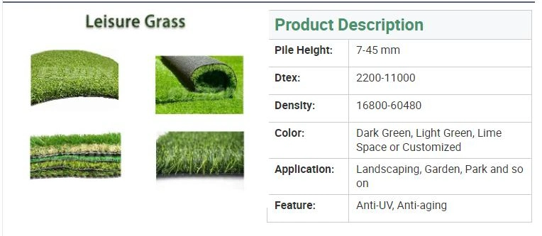 High-Quality Indoor or Outdoor Synthetic Home Decoration Turf Carpet Leisure Grass